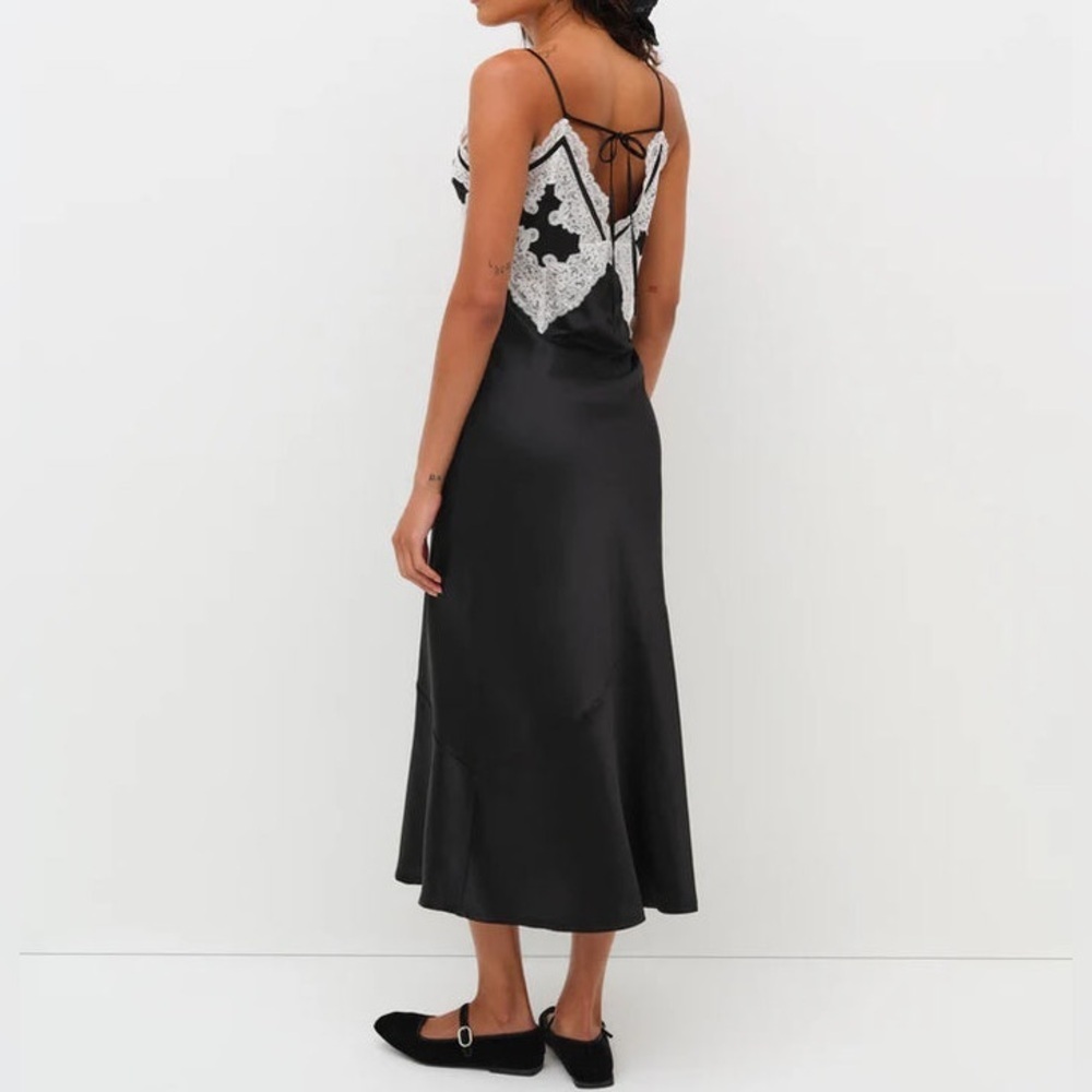New! For Love & Lemons Maeve maxi slip dress black white lace 26479 - Picture 14 of 16